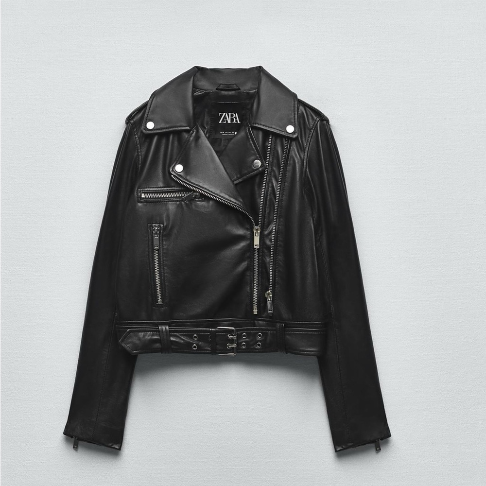 Zara Black Leather Biker Jacket
